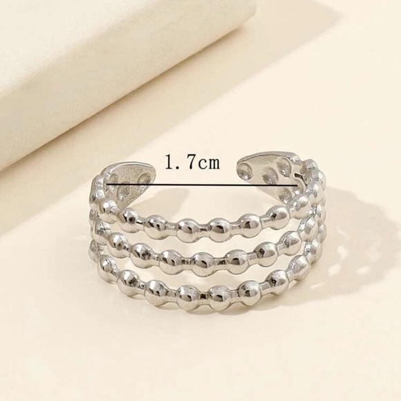 Stainless Steel Adjustable Beaded Ring - Picture 2 of 9